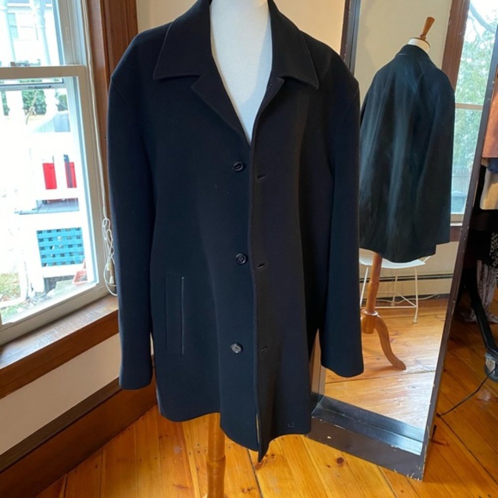 Cole Haan Peacoat Wool with Leather trim XXL
